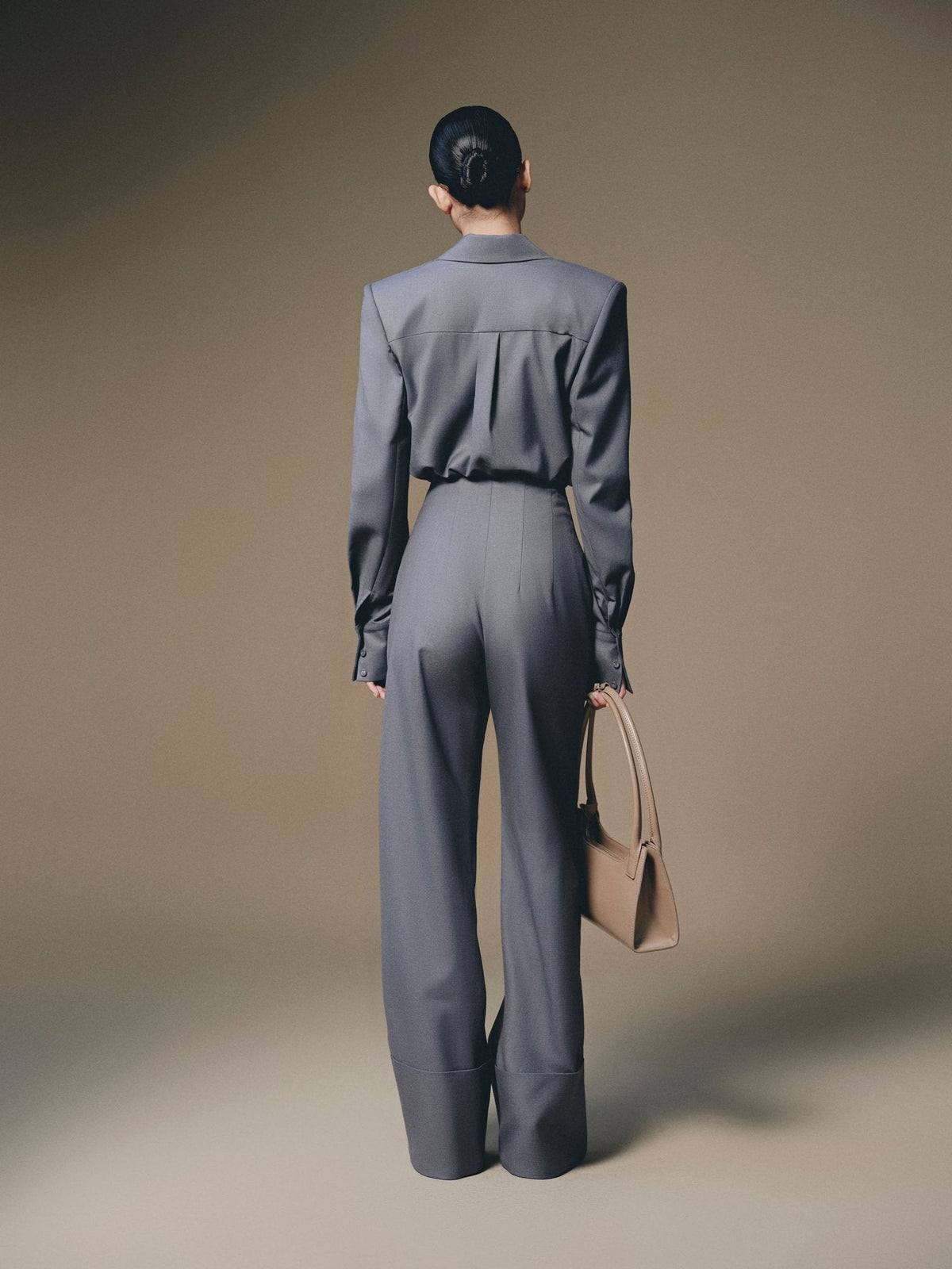 GREY CUFF HEM TROUSER