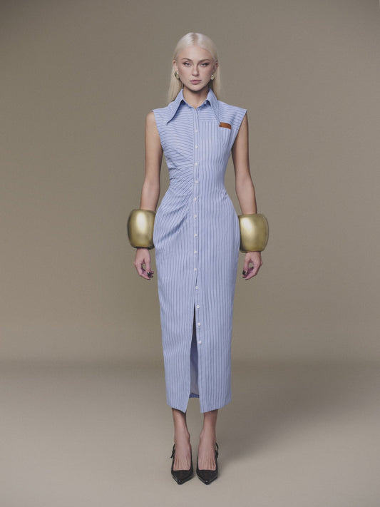 BLUE STRIPPED SHIRT DRESS