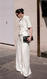 WHITE FLAP COLLAR TOP