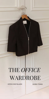BLACK ZIPPED CROP BLAZER