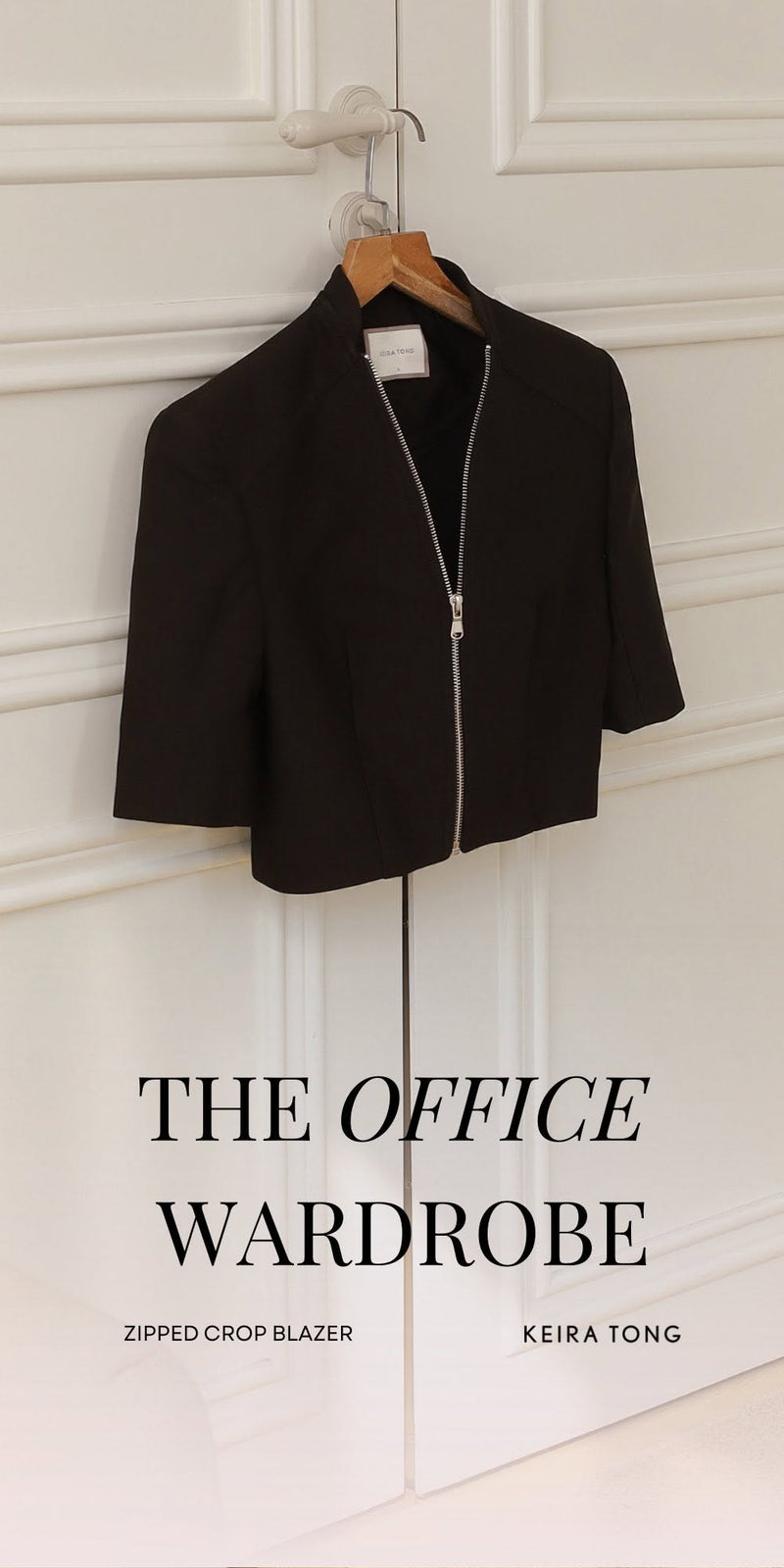 BLACK ZIPPED CROP BLAZER