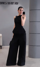 BROOCH PEPLUM TOP