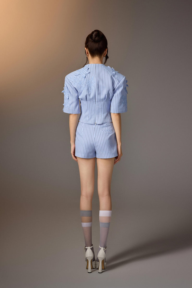 BLUE FLORAL EMBROIDERED SHIRT