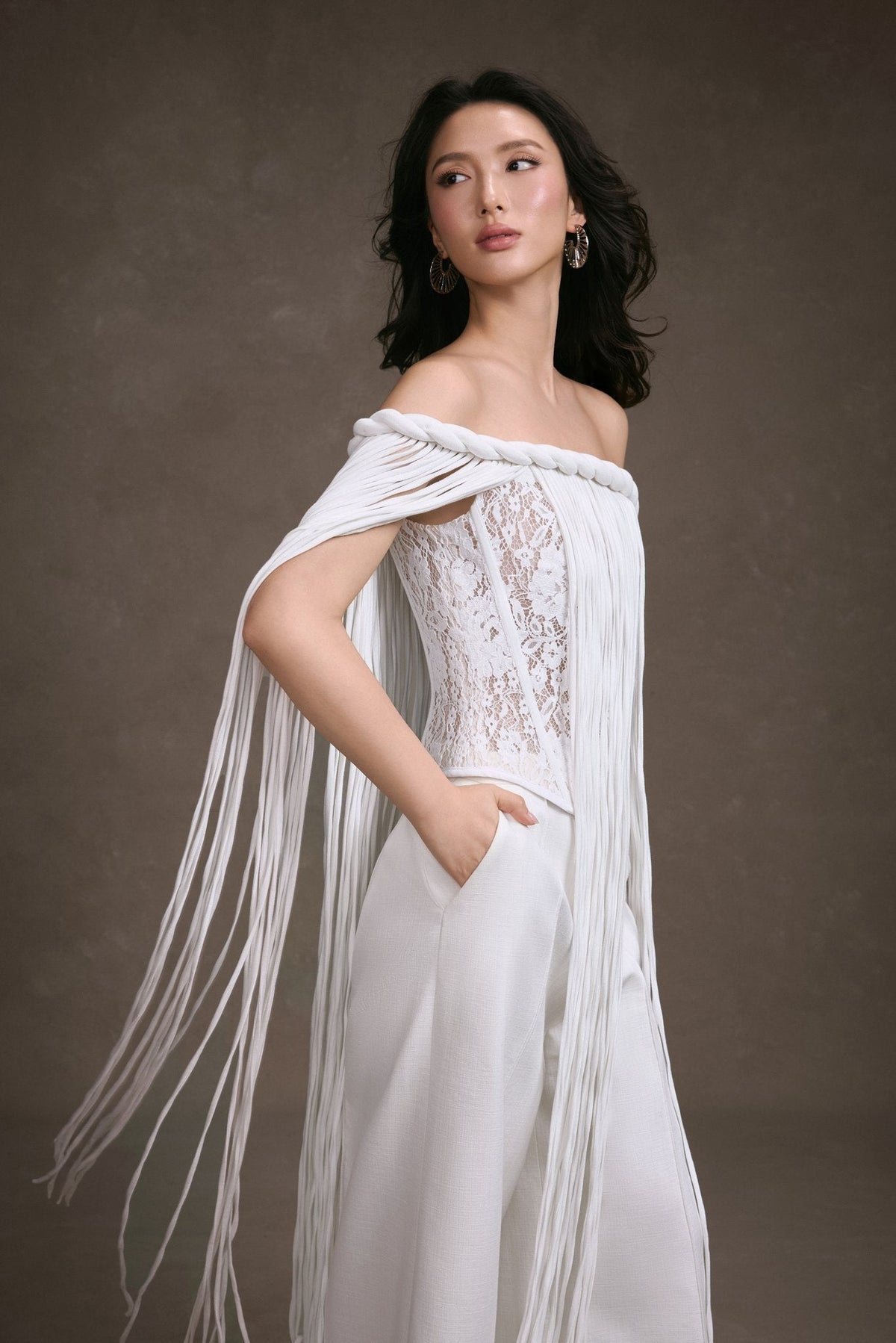 FRINGE LACE CORSET TOP