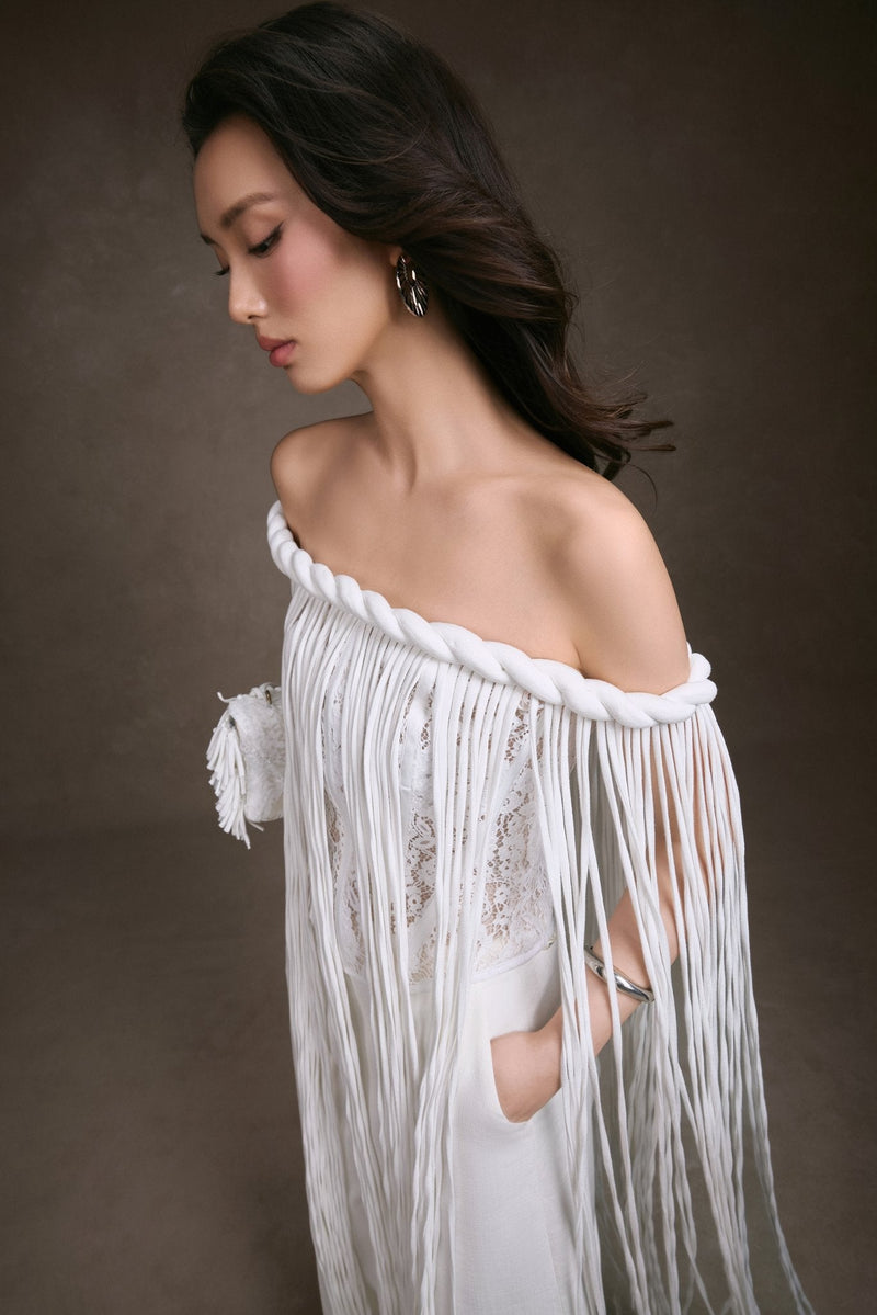 FRINGE LACE CORSET TOP