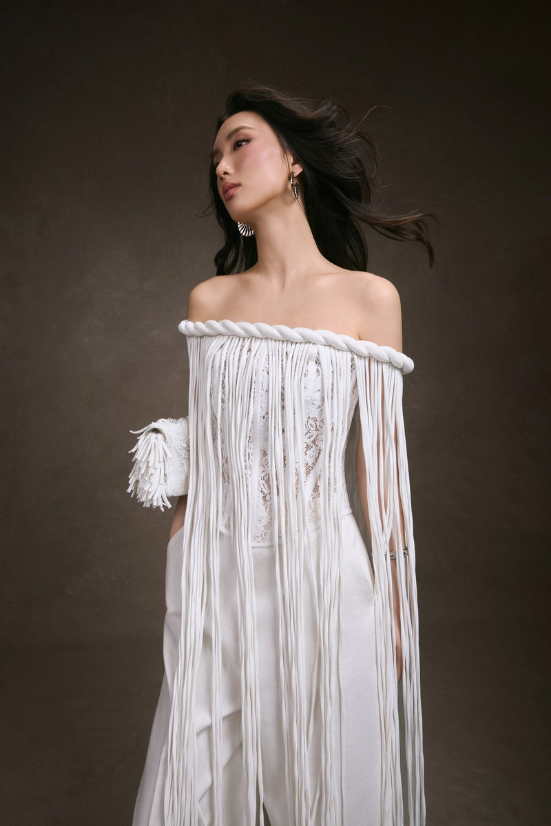 FRINGE LACE CORSET TOP
