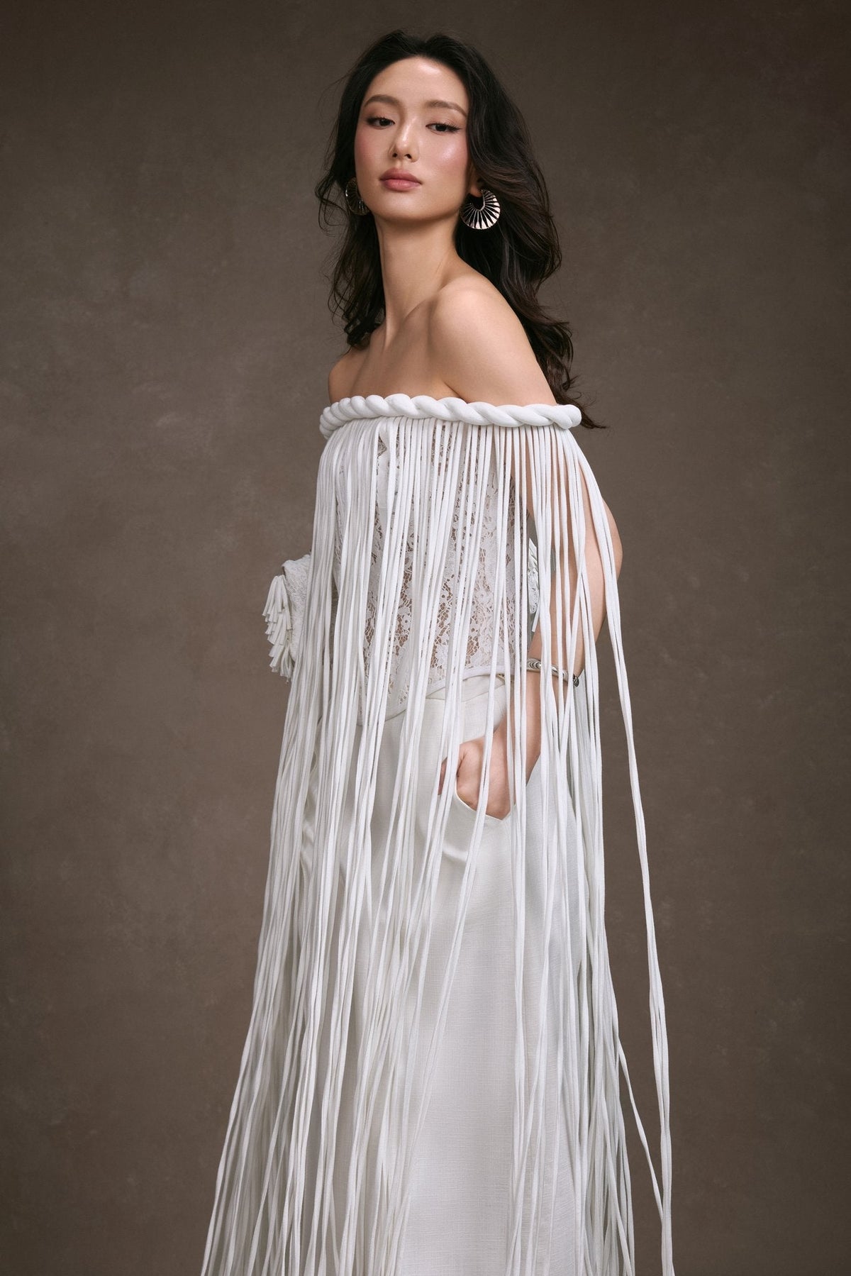 FRINGE LACE CORSET TOP