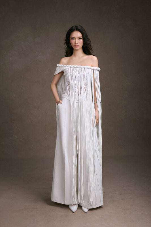 FRINGE LACE CORSET TOP