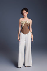 BROWN BOUQUET CORSET TOP
