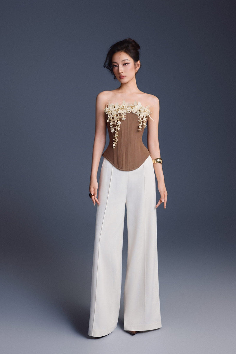BROWN BOUQUET CORSET TOP