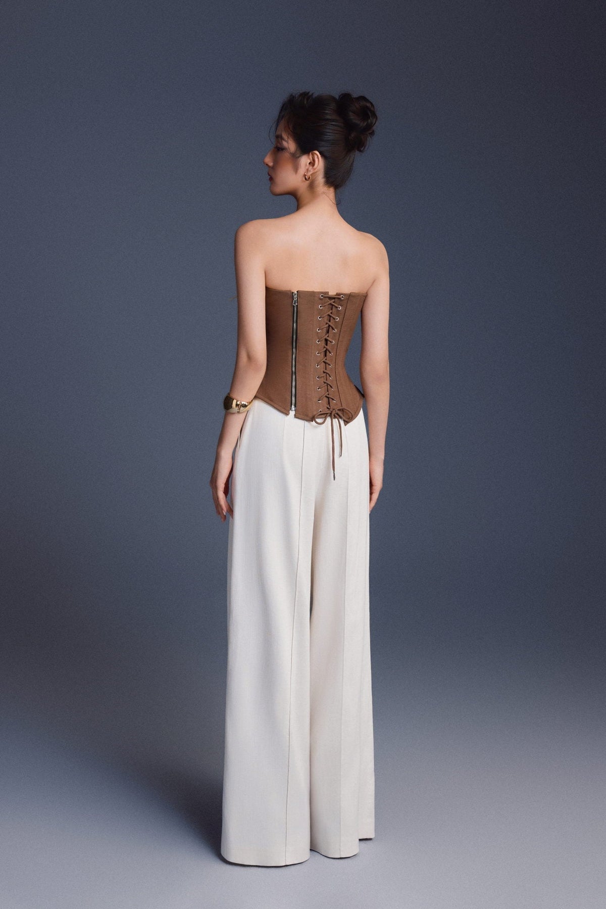 BROWN BOUQUET CORSET TOP