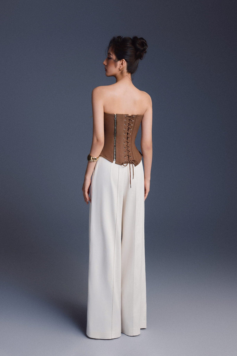 BROWN BOUQUET CORSET TOP