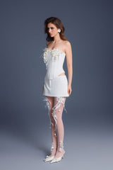 WHITE BOUQUET CORSET TOP