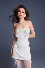 WHITE BOUQUET CORSET TOP