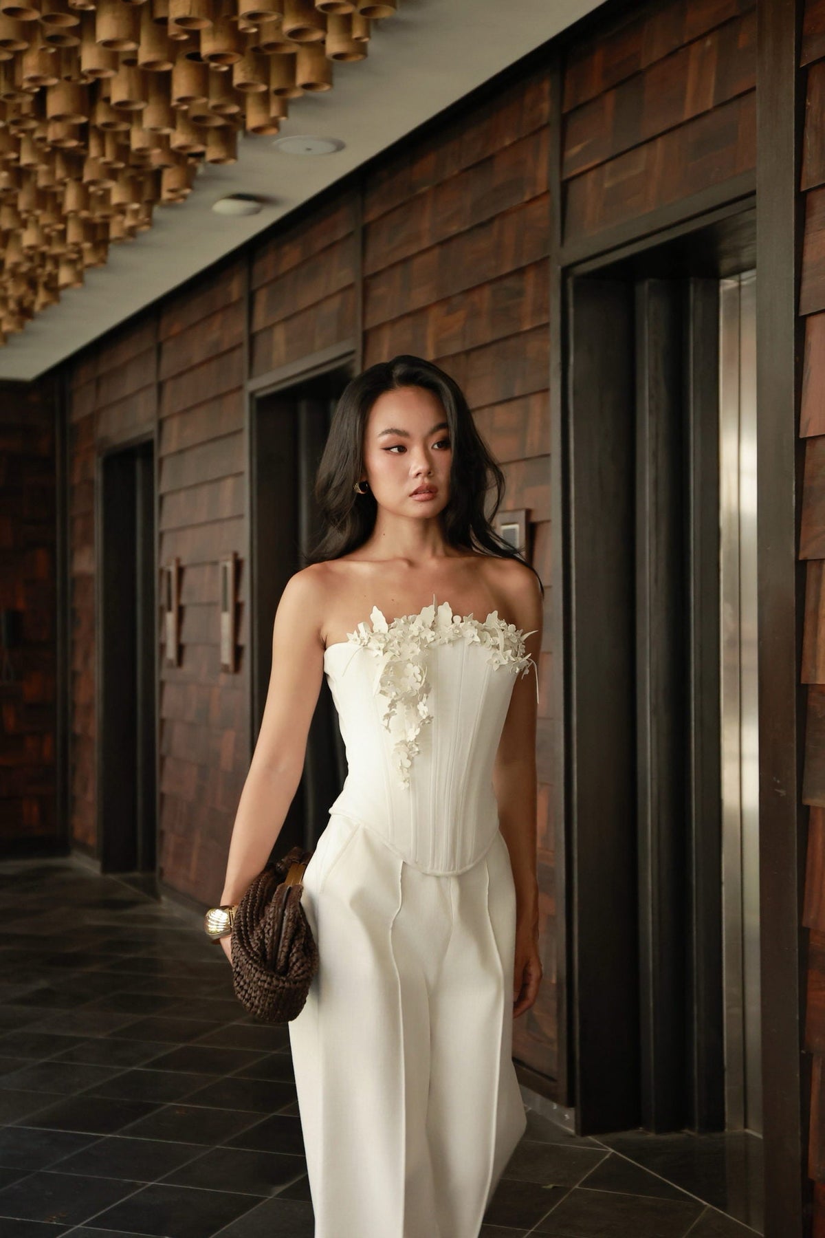 WHITE BOUQUET CORSET TOP