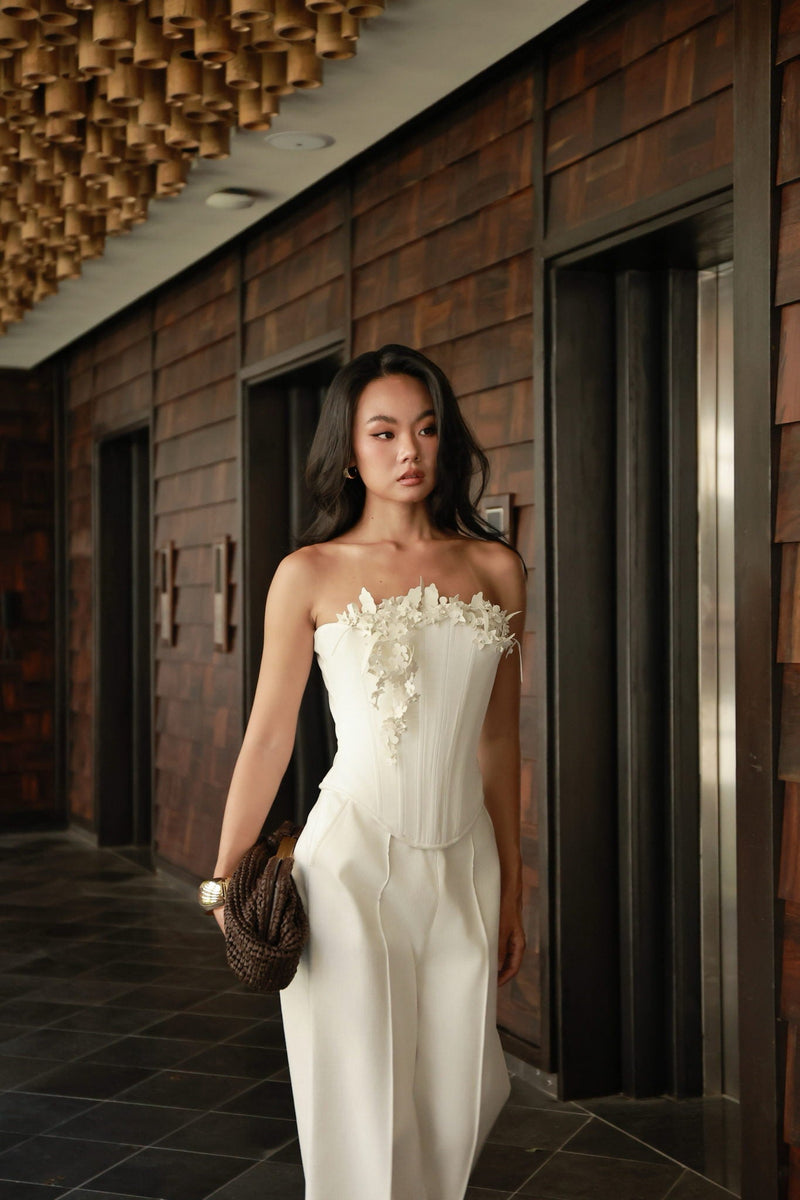 WHITE BOUQUET CORSET TOP