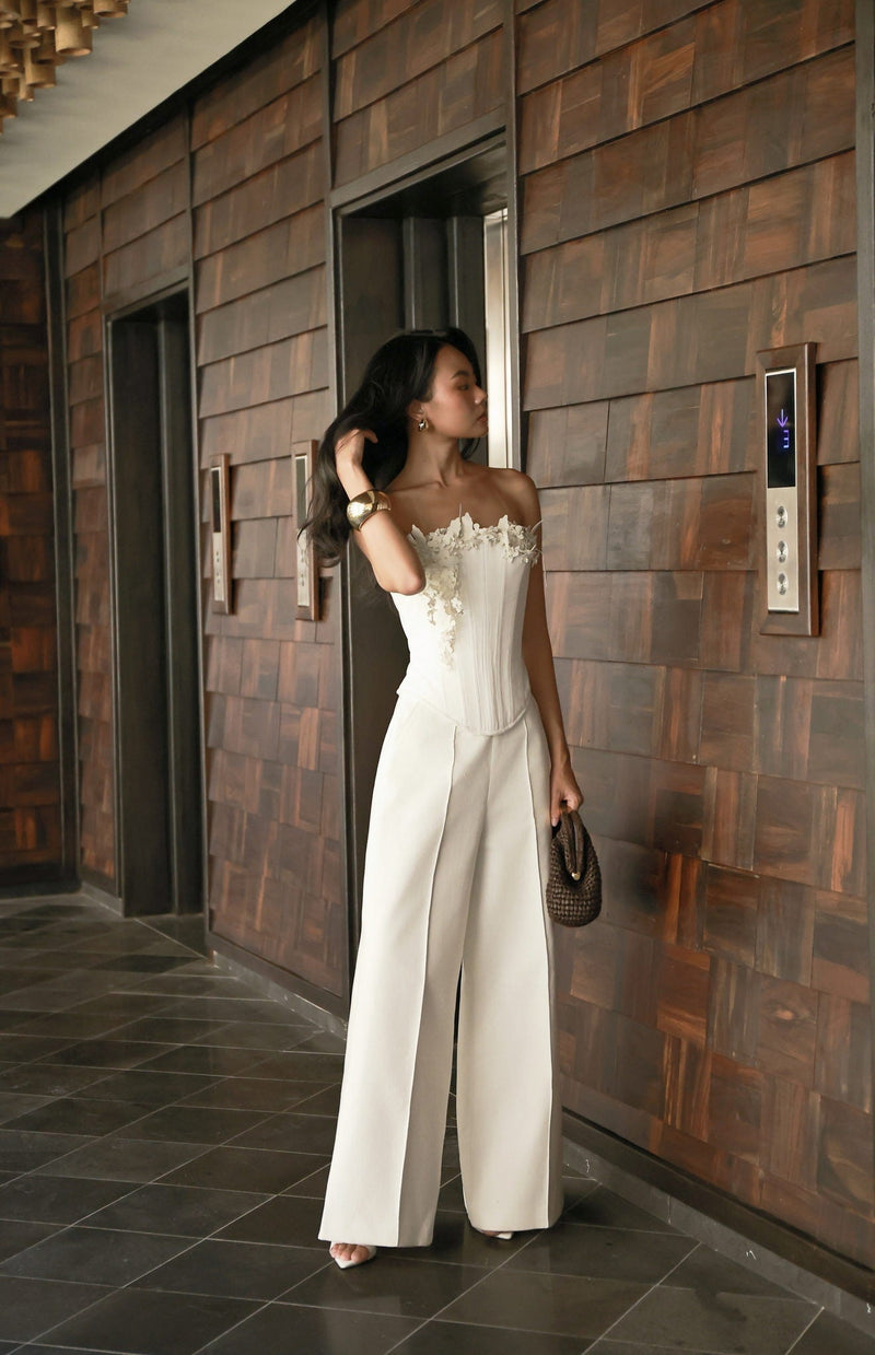WHITE BOUQUET CORSET TOP