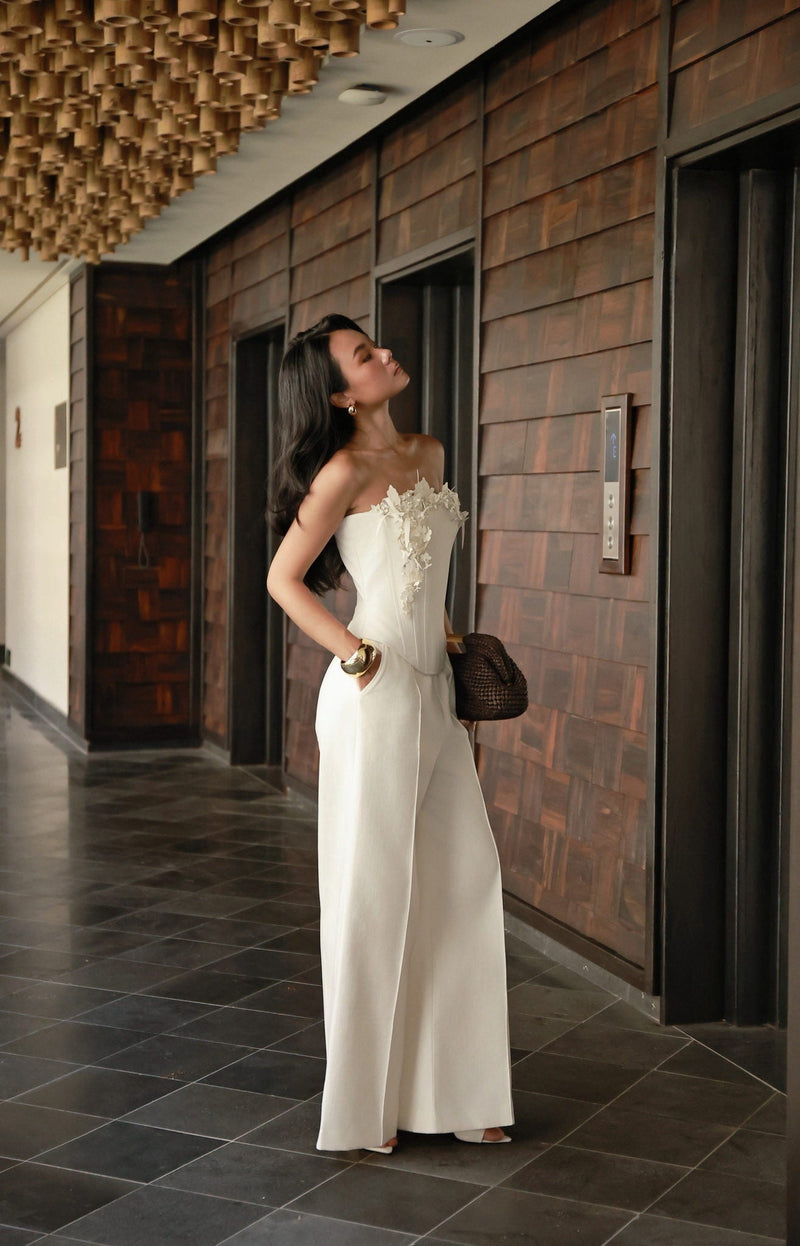 WHITE BOUQUET CORSET TOP