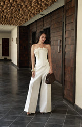 WHITE BOUQUET CORSET TOP