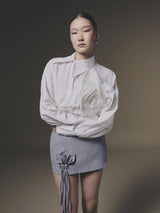 WHITE SHIFT-COLLAR LINEN SHIRT