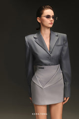 GREY COLLAR SKIRT