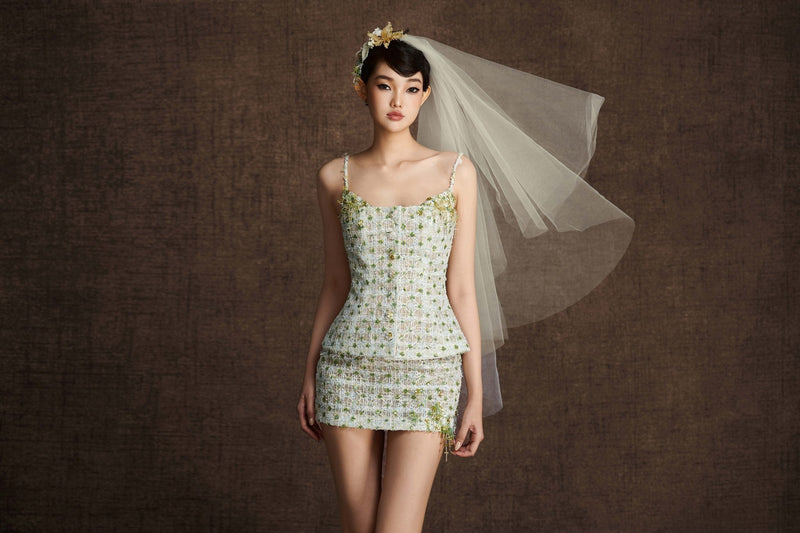 GREEN TWEED SKIRT