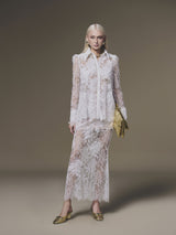 WHITE PETAL SHEER SKIRT