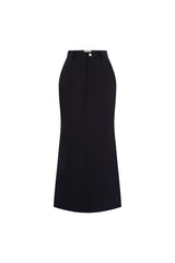 BLACK WAISTBAND MIDI SKIRT