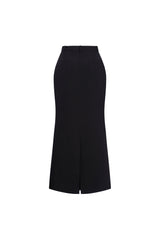BLACK WAISTBAND MIDI SKIRT