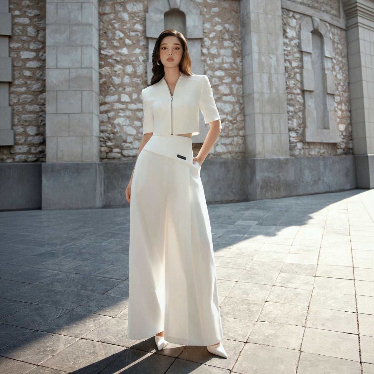 WHITE PALAZZO PANT