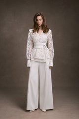 LINEN WIDE-LEG PANTS