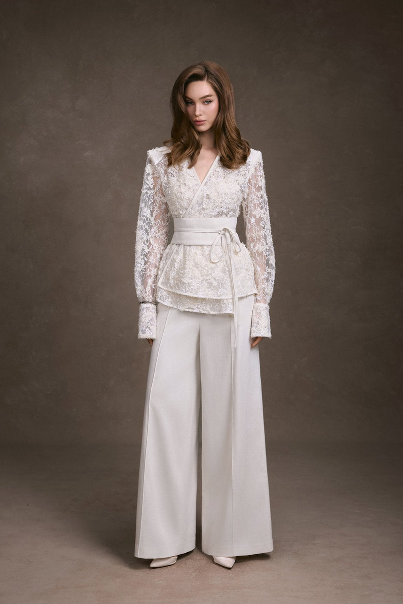 LINEN WIDE-LEG PANTS