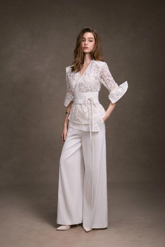 LINEN WIDE-LEG PANTS
