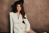 WHITE EMBROIDERED V-NECK JACKET