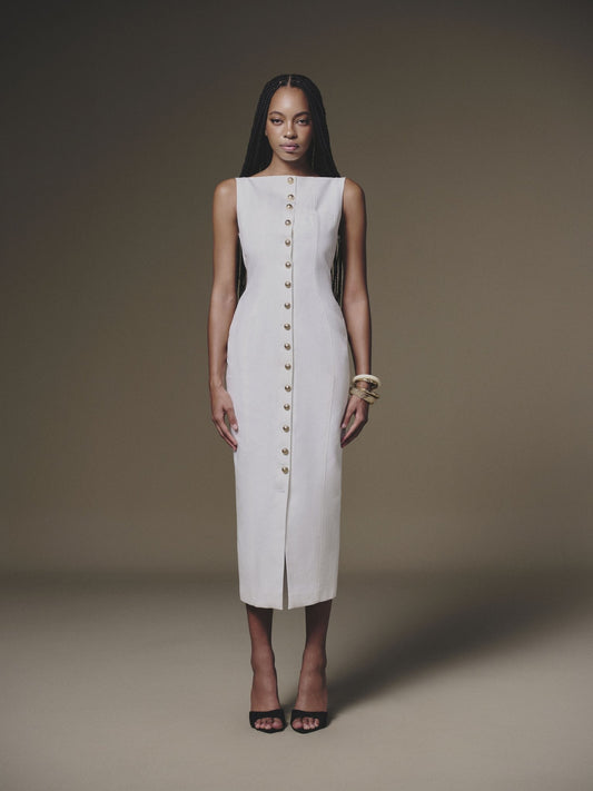 SLEEVELESS LINEN DRESS