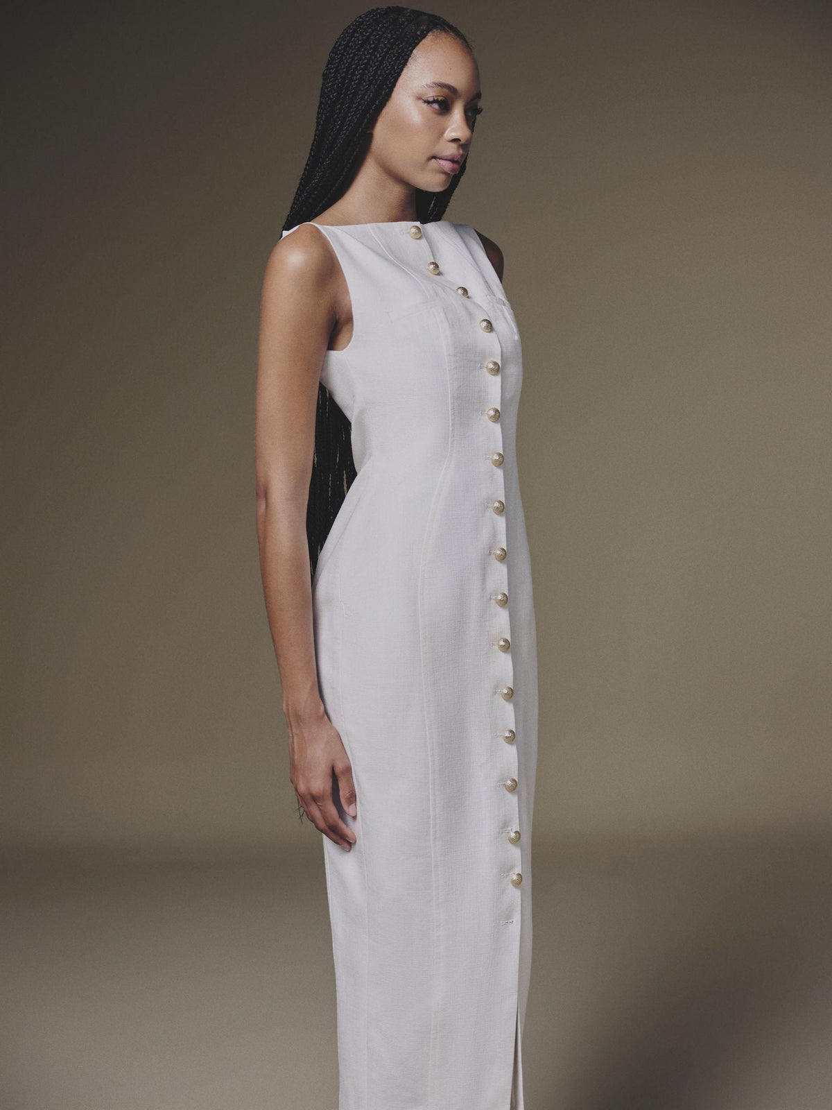 SLEEVELESS LINEN DRESS