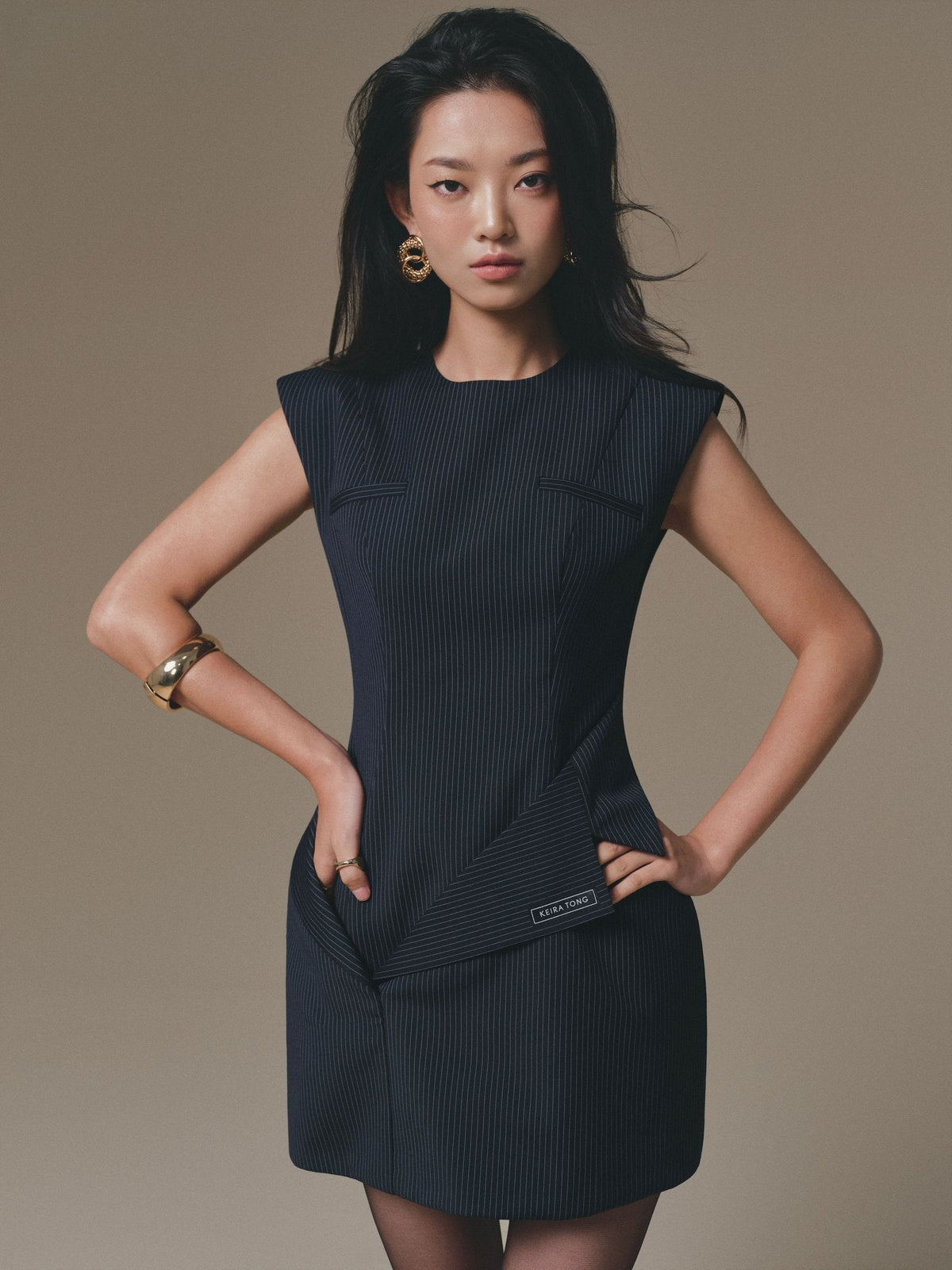 BLUE COLLAR STRIPPED DRESS