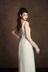 WHITE EMBROIDERED MIDI DRESS