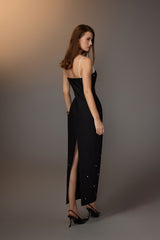 BLACK STUDDED MAXI DRESS