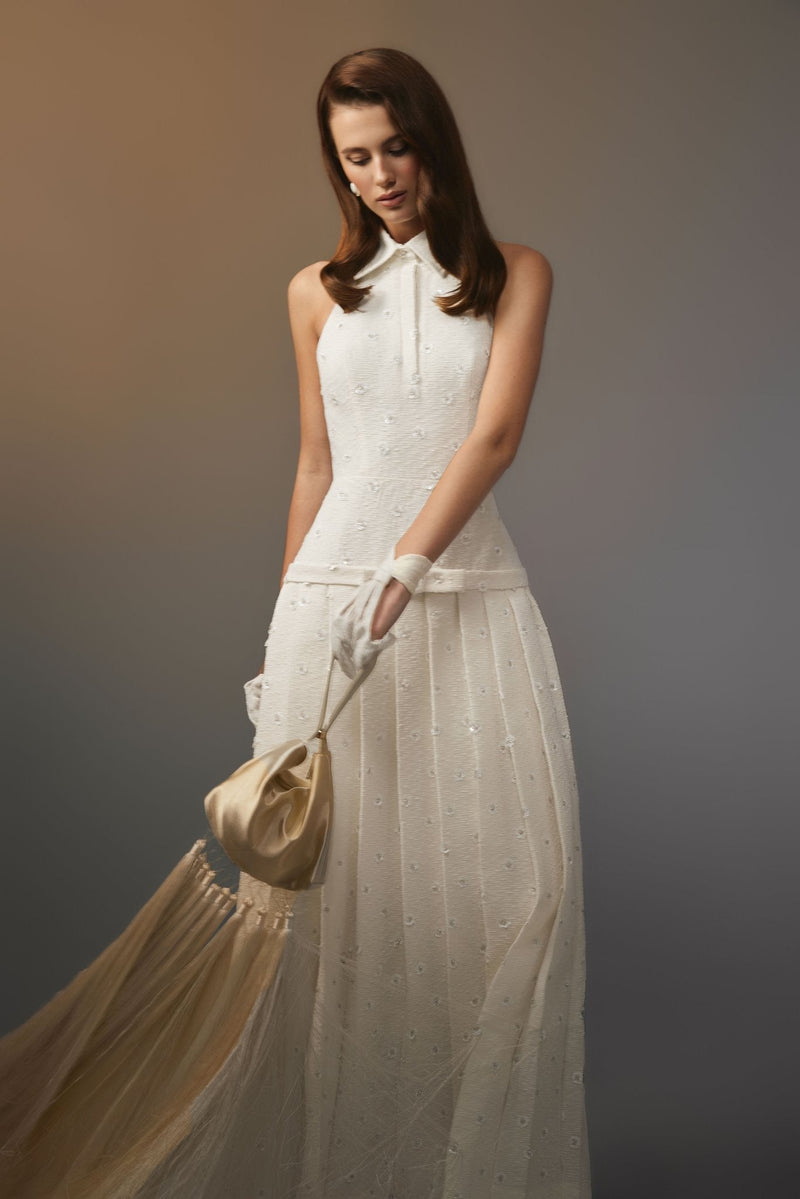 WHITE KODEMARI BOW DRESS