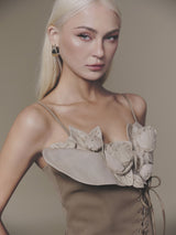 BROWN PETAL BUSTIER TOP