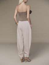 BROWN PETAL BUSTIER TOP