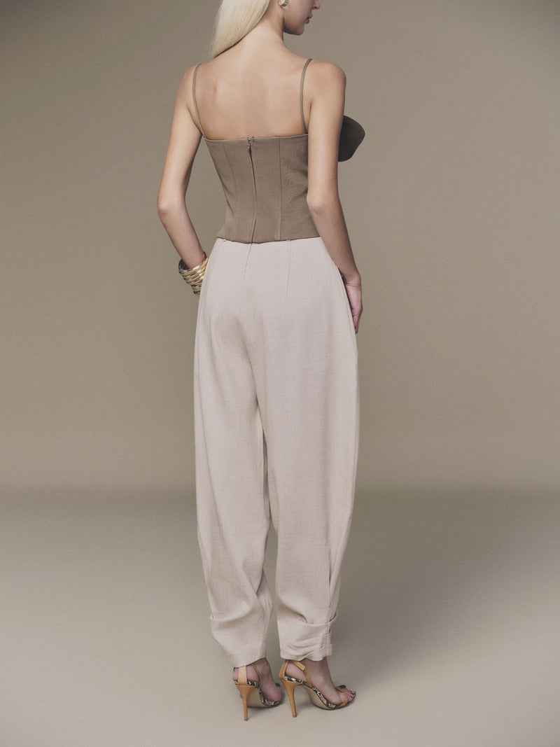 BROWN PETAL BUSTIER TOP