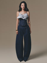 DENIM PETAL BUSTIER TOP