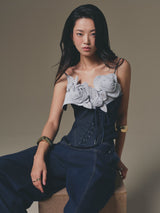 DENIM PETAL BUSTIER TOP