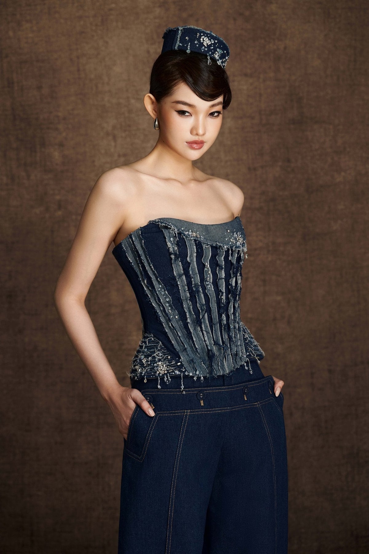 TATTERED DENIM CORSET