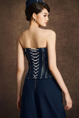 TATTERED DENIM CORSET