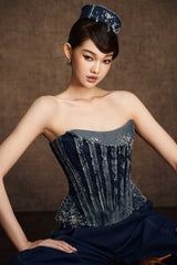 TATTERED DENIM CORSET