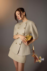 PUFF-SLEEVE BUTTON BLAZER