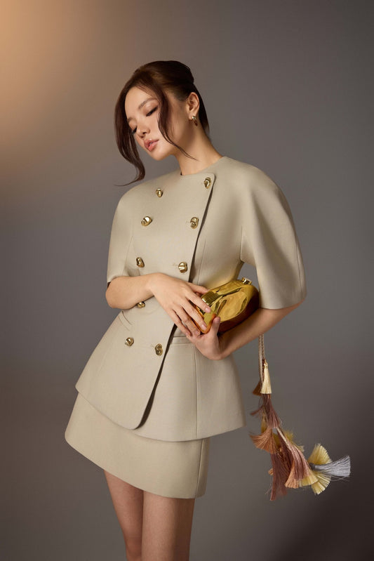 BEIGE MINIMAL MINI SKIRT